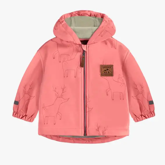 Pink Hooded Coat With Animal Print In...